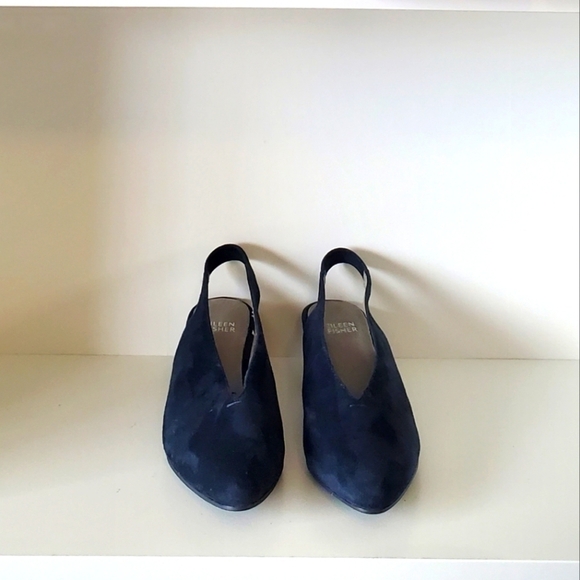 Eileen Fisher Gatwick Nubuck Slingback Block Heel Pumps - Picture 2 of 8